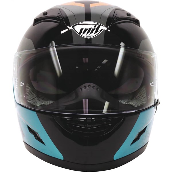 THH TS-80 Vision Full Face Helmet | Black/Cyan/Orange | DOT ; ECE