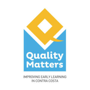 Quality Matters logo with a yellow diamond and blue base, featuring the text "Improving Early Learning in Contra Costa."