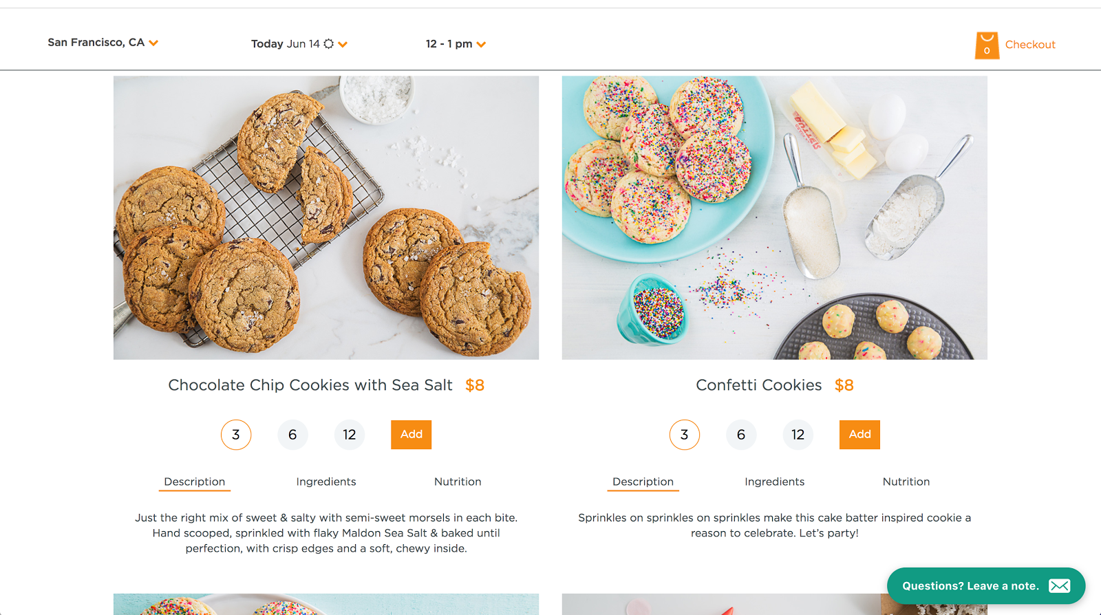<p>On-demand or same day cookie delivery in San Francisco.</p>