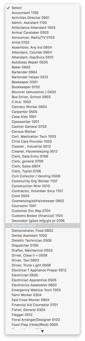 <p>In many cases, states ask users to provide superfluous information in ways that become even more difficult on a phone. To submit an application in Massachusetts, users must choose from dozens of occupation codes in a drop-down menu. While the state may want to categorize users’ employment backgrounds, each question beyond what is required to determine eligibility creates unnecessary effort from the user.</p>