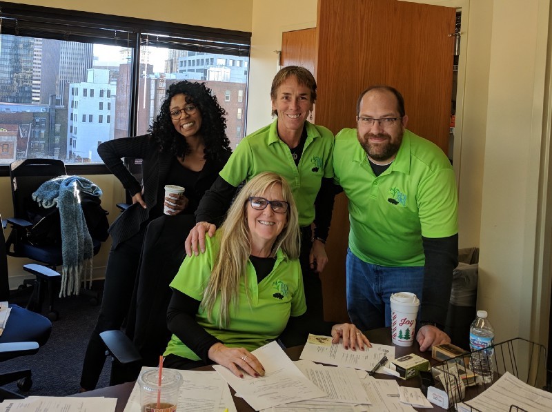 <p>Code for America designer Jazmyn Latimer with Christine Jones, Ann Ohmer, and Dave Harvey from the Hamilton County Public Defender’s Fresh Start Clinic</p>