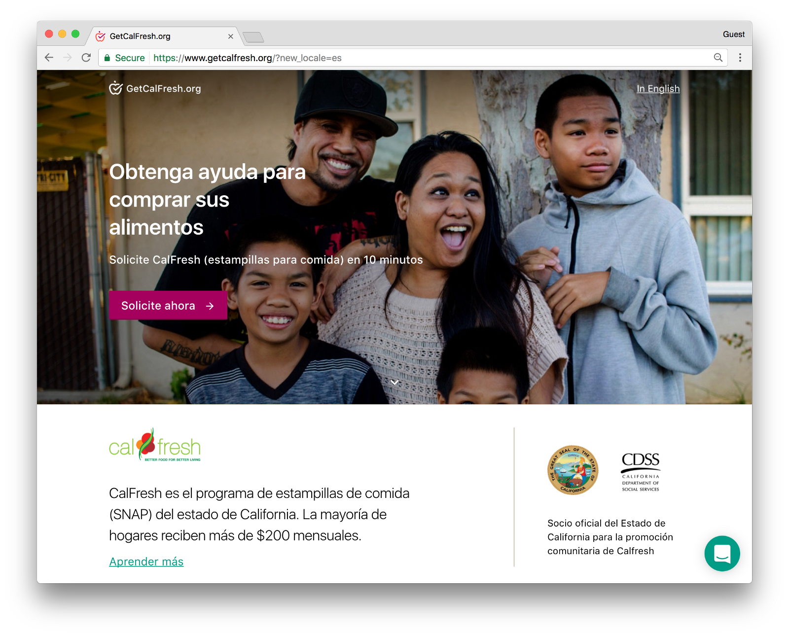 <p>GetCalFresh.org in Spanish</p>