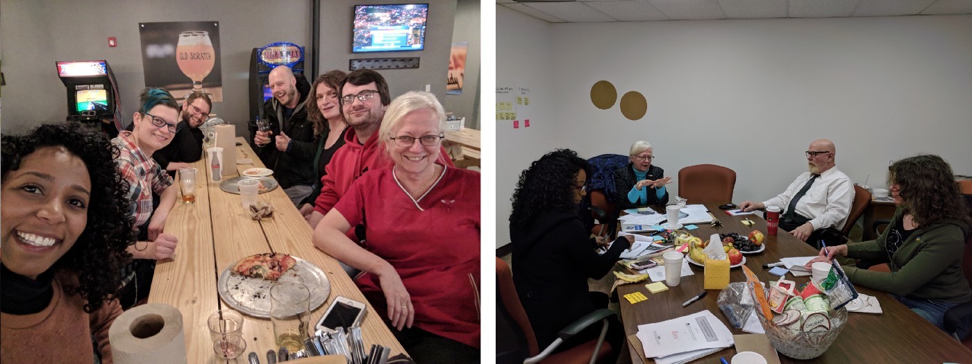 <p>The Clear My Record team, Code for Dayton, and Community Action Partnership strategize on how to collaborate on record expungement<br /></p>
