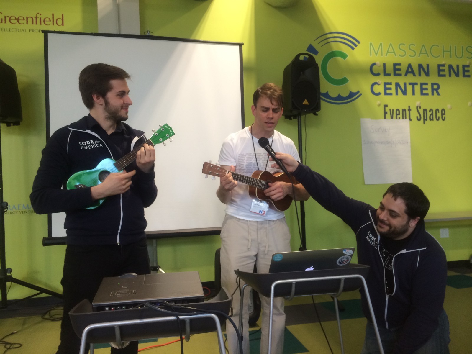 <p>Code for Boston Captains perform the (unofficial) Hack for Change theme song</p>