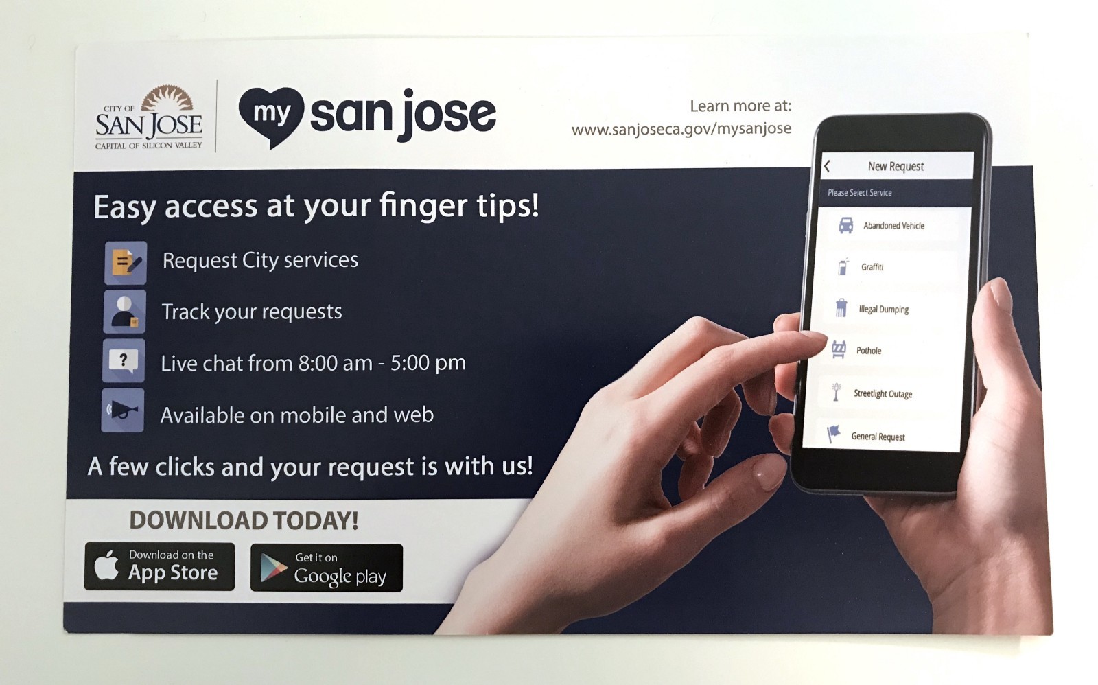 <p>The “My San Jose” app flyer distributed to the public</p>