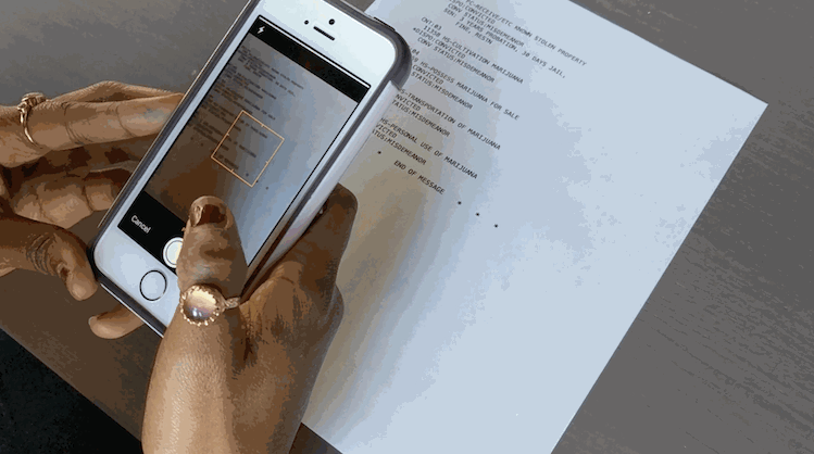 GIF of the Clear My Record (Classic) clearance process: scanning your rap sheet and uploading information to a form that connects you to legal aid.