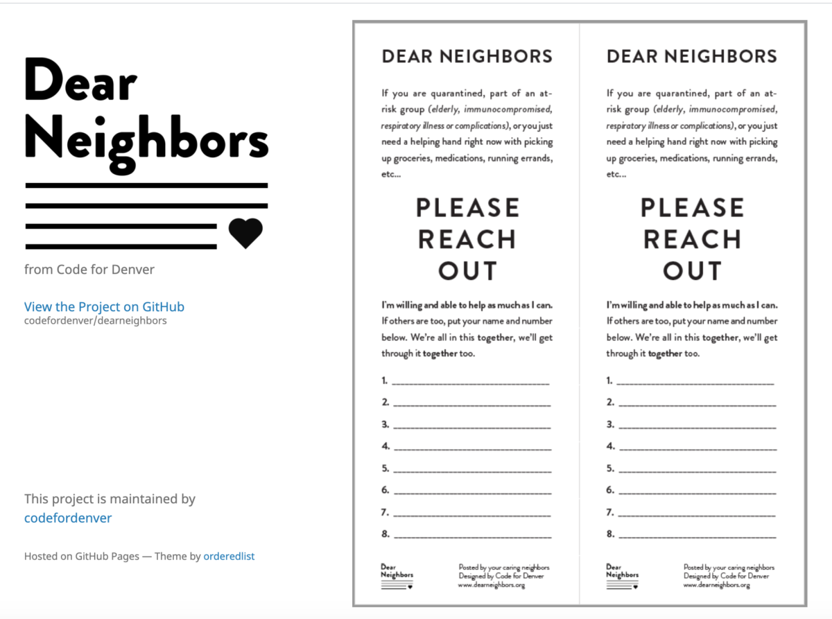 A printable poster gives people the option to sign up for help from their neighbors