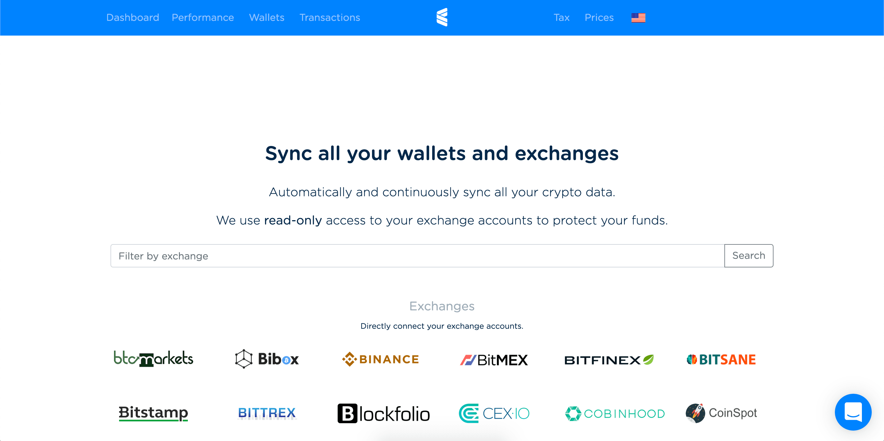Exchanges Screenshot