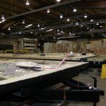 Manufactured homes being fabricated in a factory