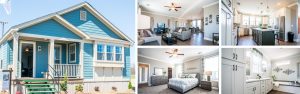 Collage of interiors and exteriors of a manufactured home