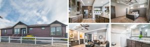 Collage of interiors and exteriors of a manufactured home