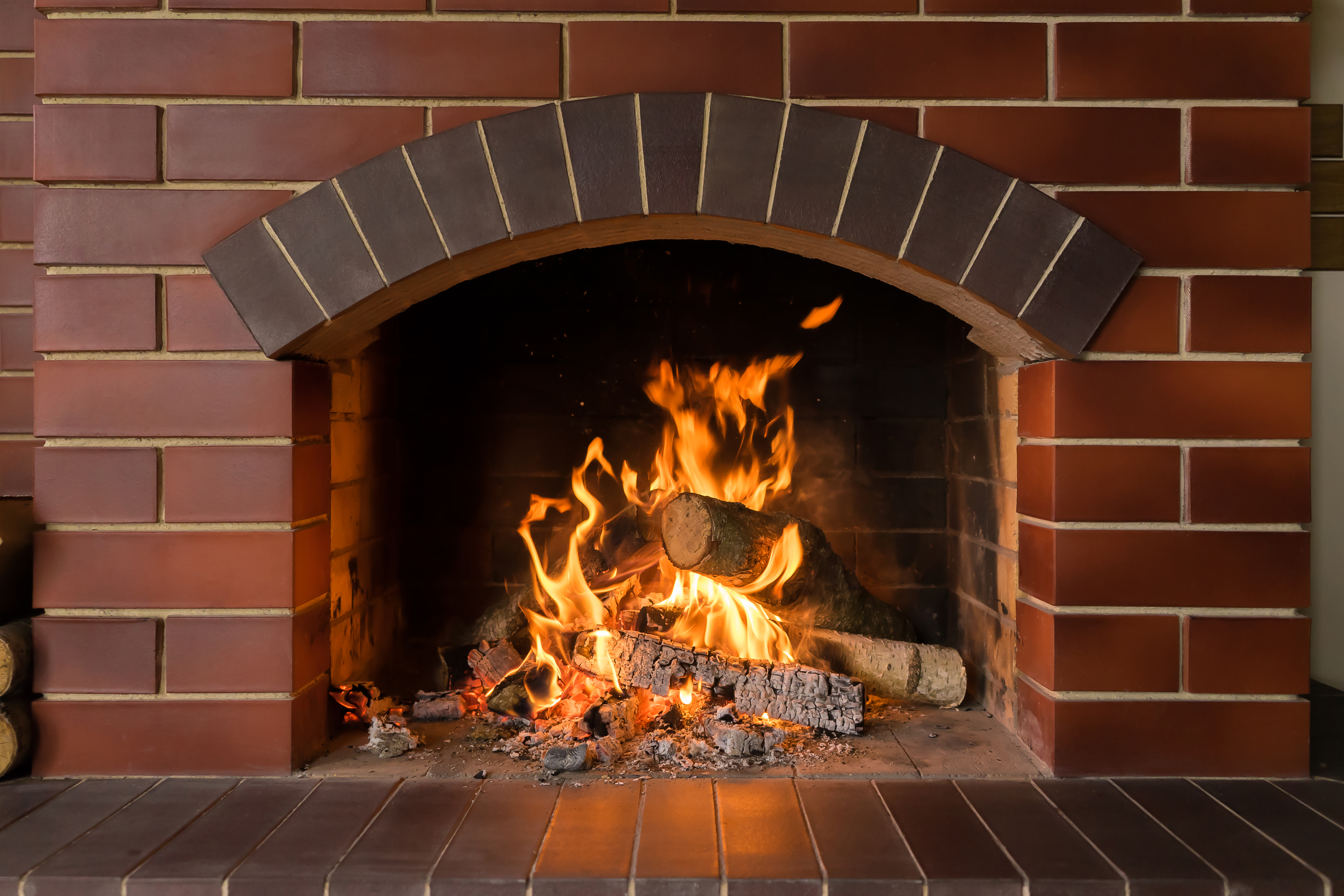 brick fireplace