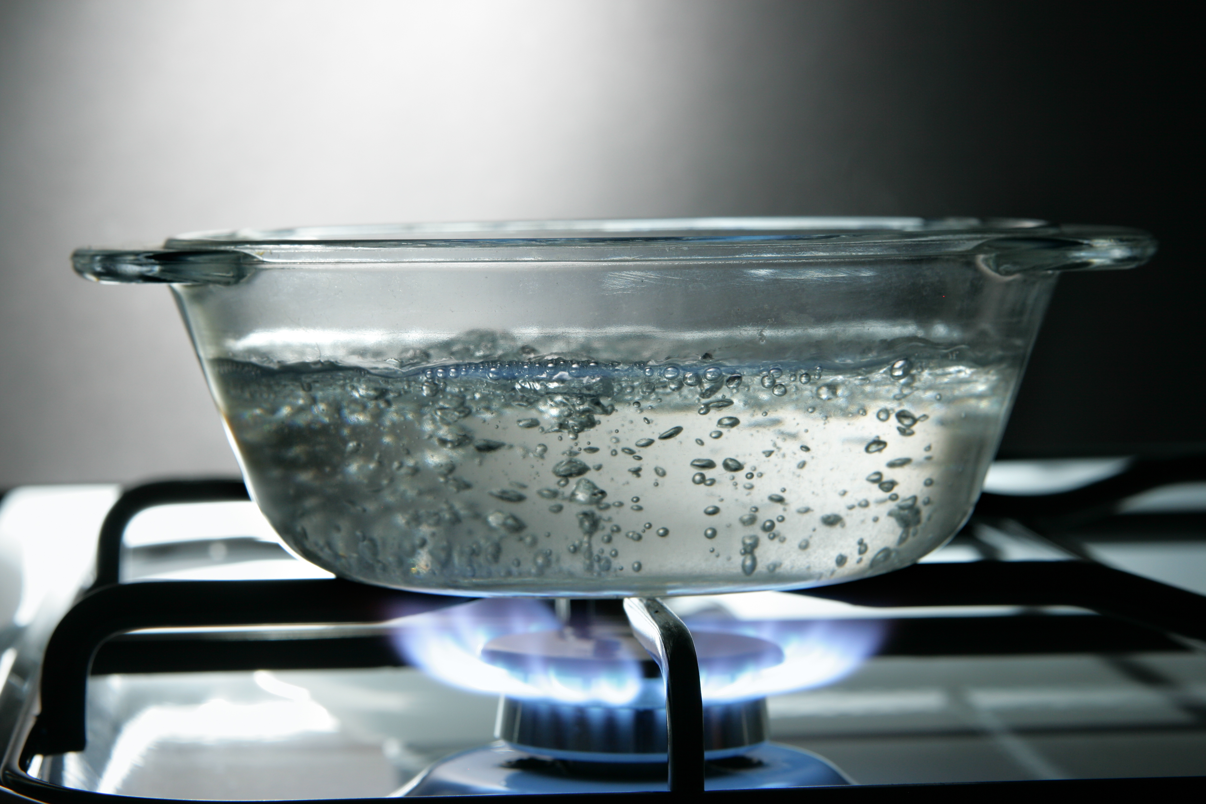 boiling salt water in a pot