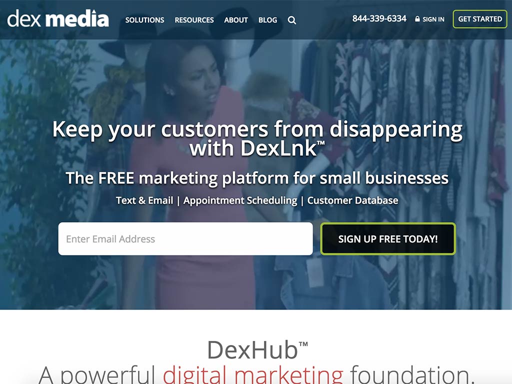The web page of Dex Media™