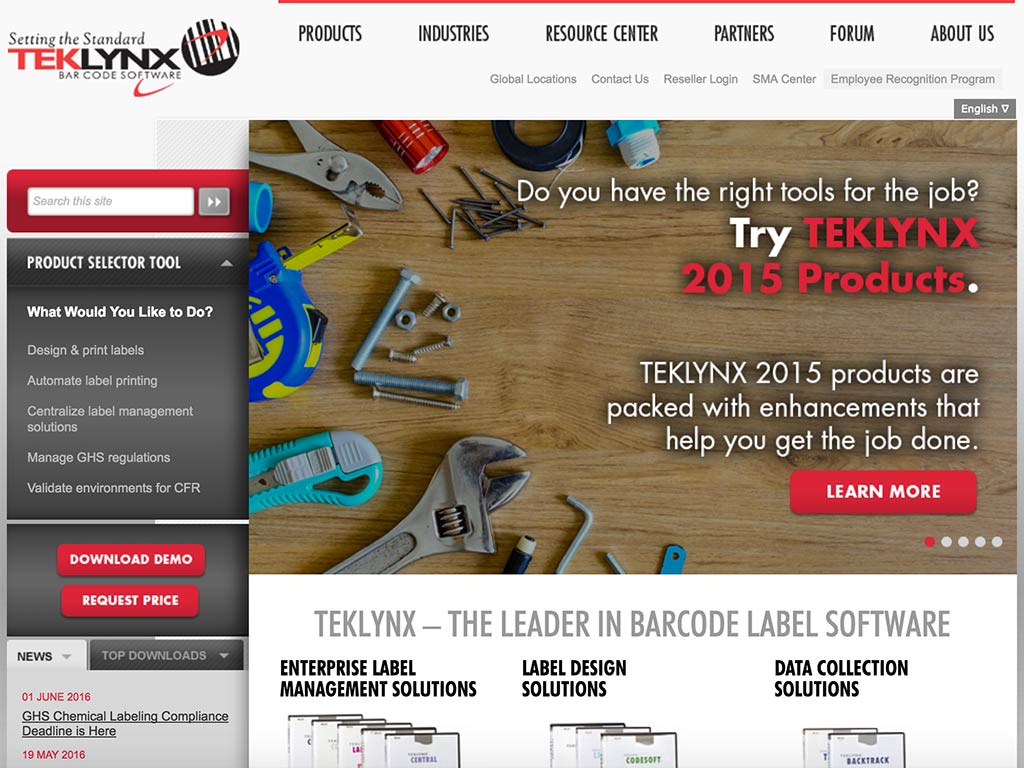 The web page of Teklynx