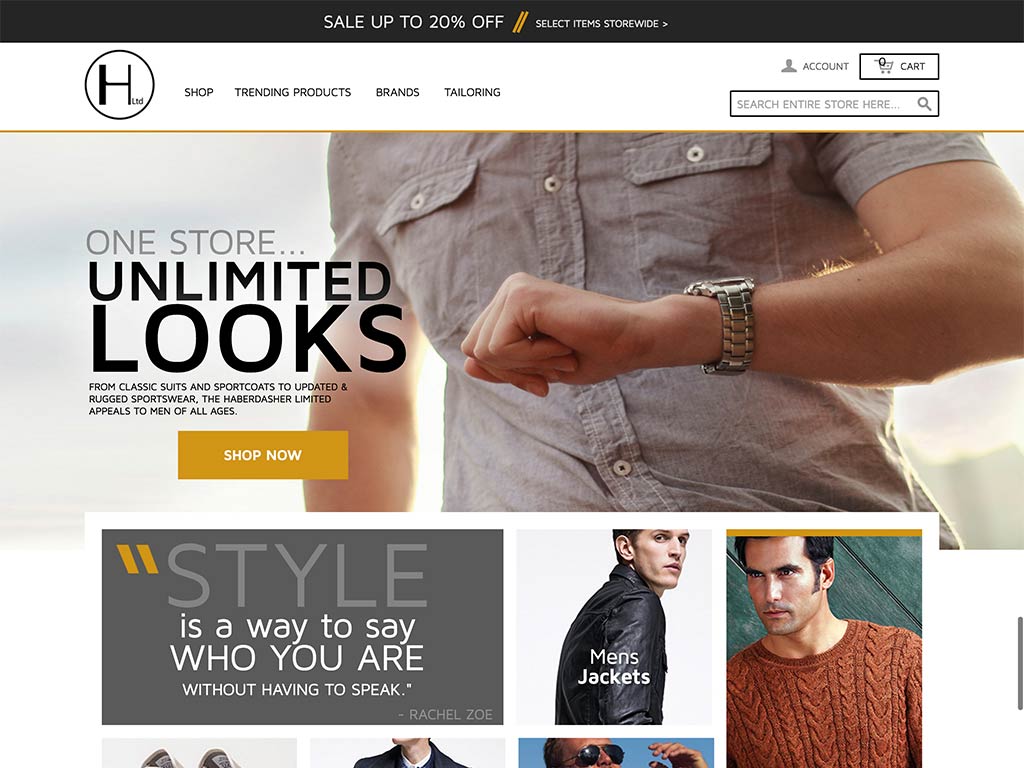 The web page of The Haberdasher Limited