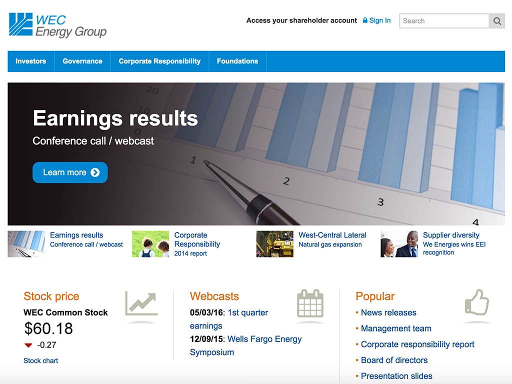 The web site of WEC Energy Group