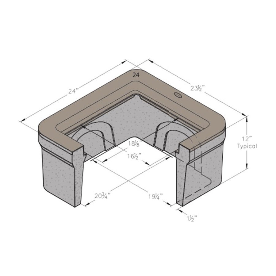 PACE Supply | B24 Box Concrete 20-3/4 x 19-1/4 in