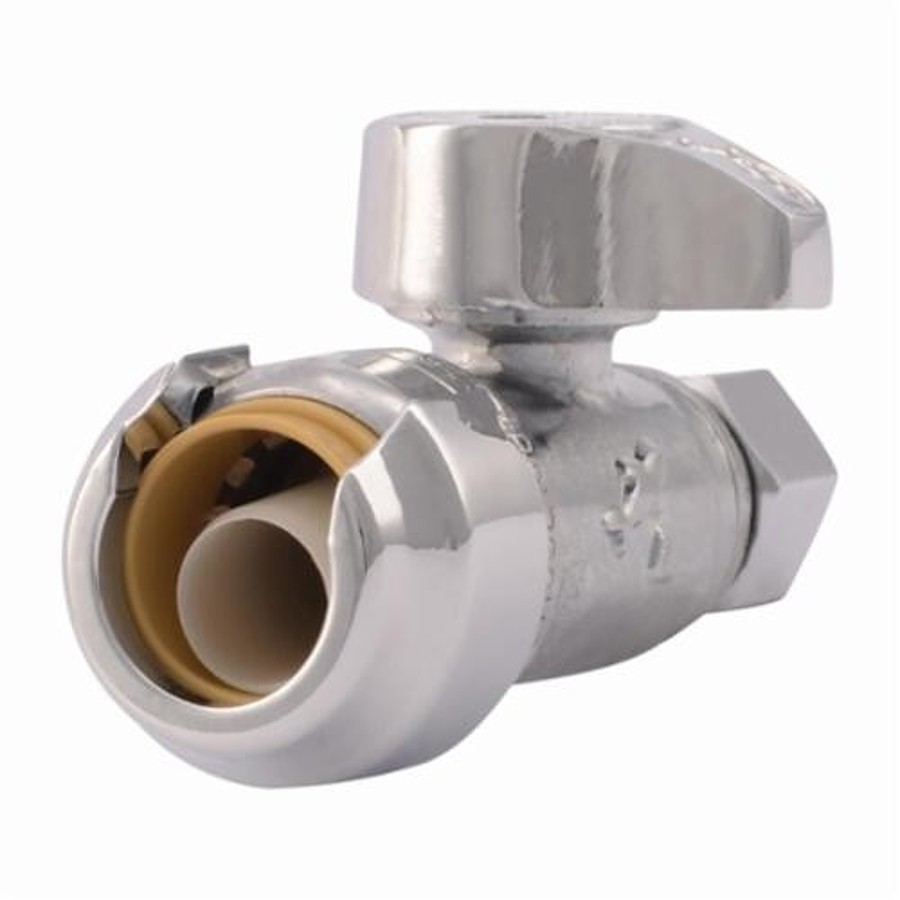 1 PIECE 1//2/" PUSH FIT X 3//8/" OD COMP SHARKBITE STYLE 1//4-TURN ANGLE STOP VALVE