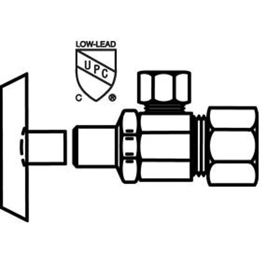 Pace Supply Multi Turn Angle Stop, Loose Key, 5/8 x 3/8 in, Comp, Chrome