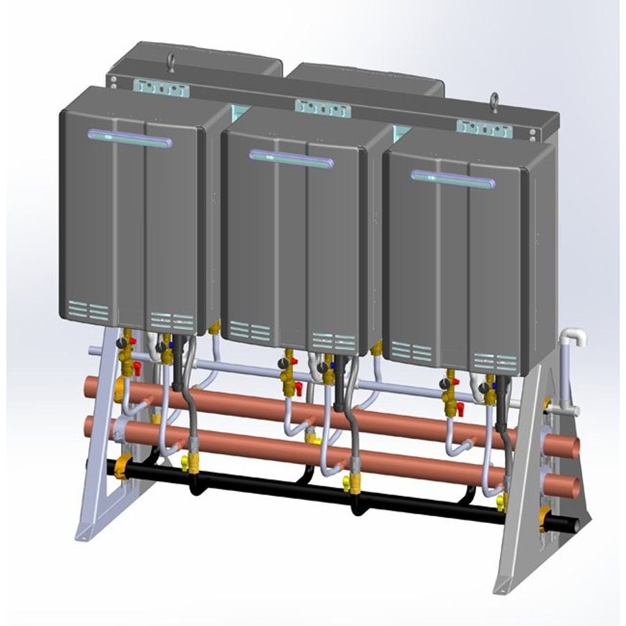 Pace Supply | Back-to-Back Tankless Rack, Freestanding, 5 Units, Indoor,  995 Kbtu/hr, Natural Gas
