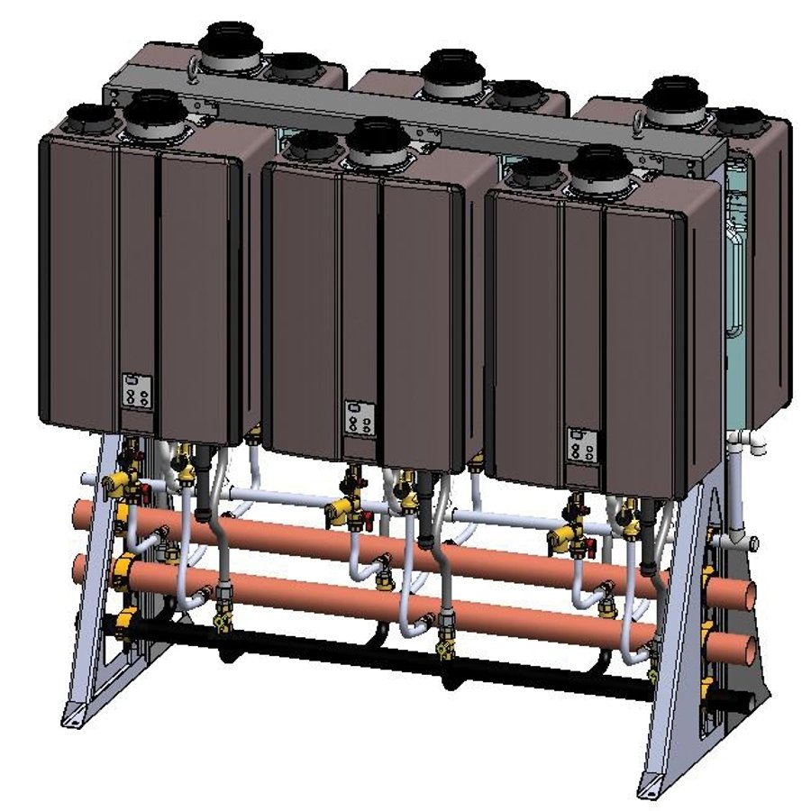 Pace Supply | Back-to-Back Tankless Rack, Freestanding, 6 Units, Indoor,  1194 Kbtu/hr, Natural Gas