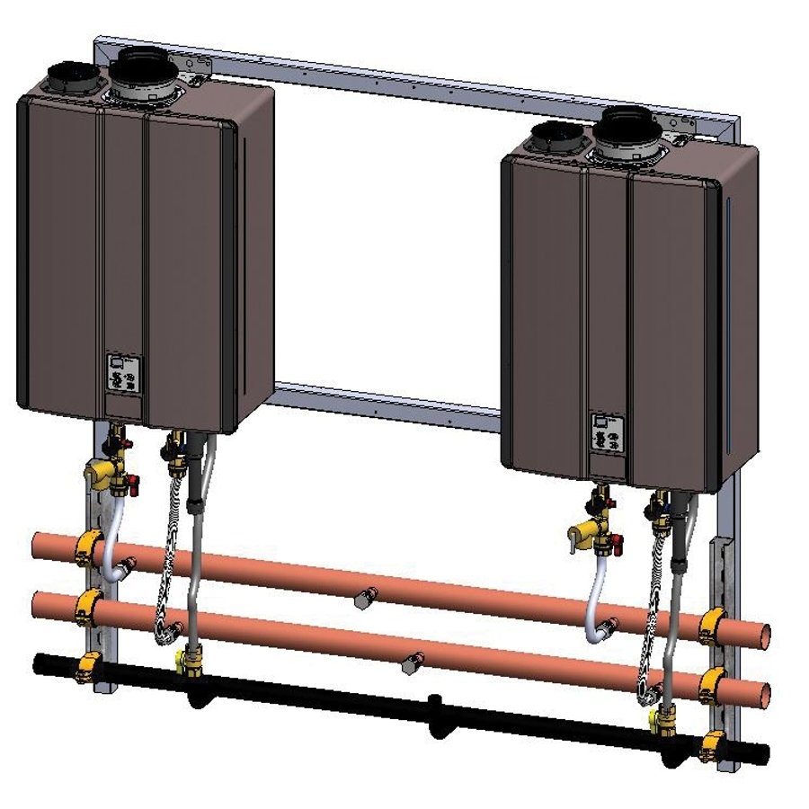 Pace Supply | In-Line Tankless Rack, Freestanding, 2 Units, Outdoor, 398  Kbtu/hr, Natural Gas