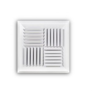 PACE Supply | Modular Core Diffuser, 10 in, 4-Way, Aluminum, White