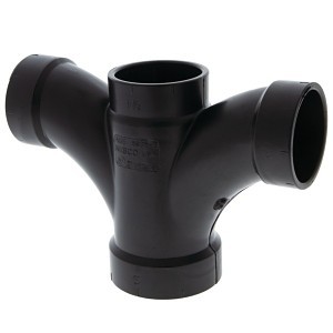 DWV Double Fixture Fitting, 3 x 2 x 3 x 3 in, Hub, ABS