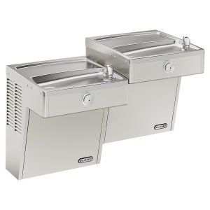 Wall Mount Vandal Resistant Bi-level Reverse ADA Cooler Non-Filtered Refrigerated Stainless