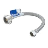 Flexible Water Supply, 1/2 x 7/8 in, Comp x Ballcock, 12 in L, Stainless Steel
