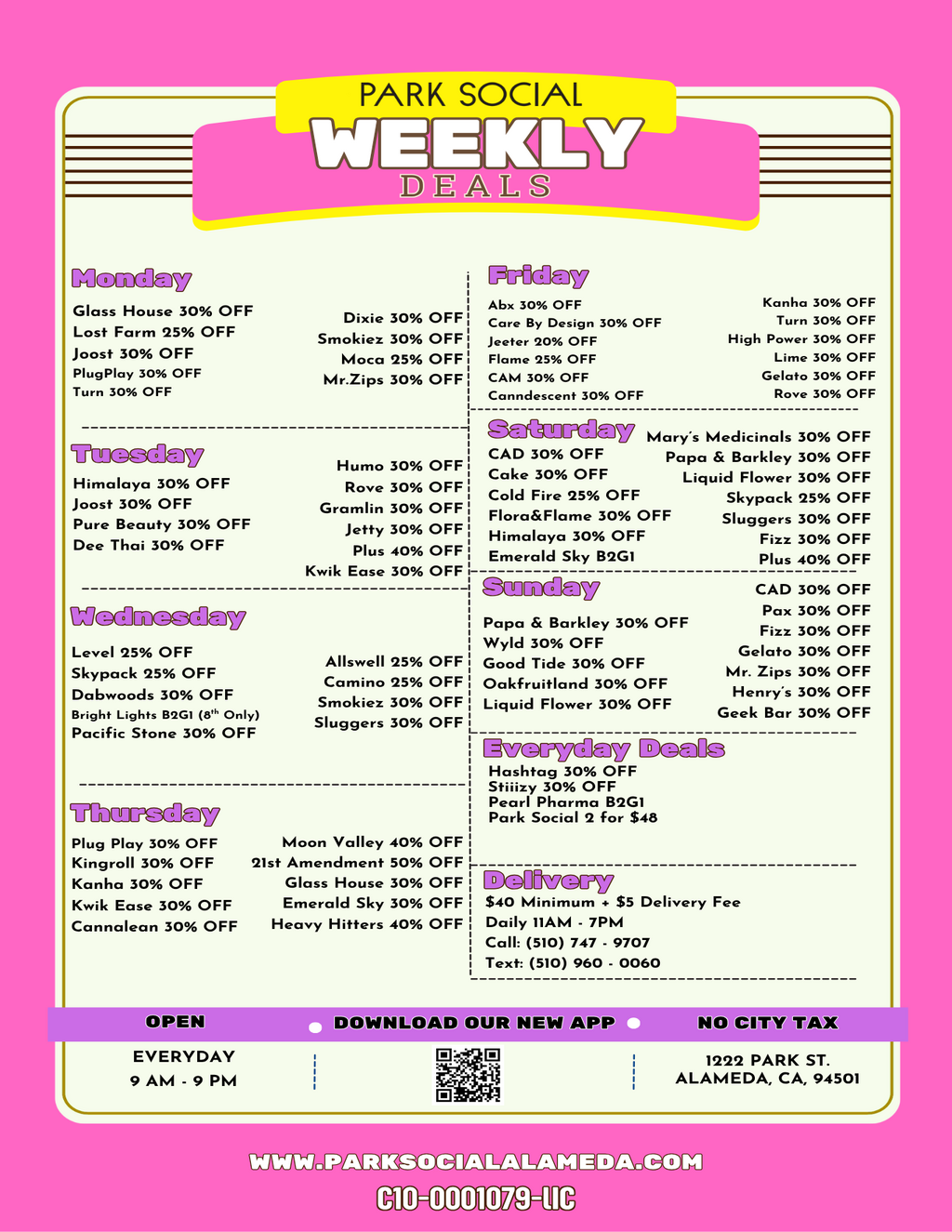 PARK SOCIAL WEEKLY DEALS