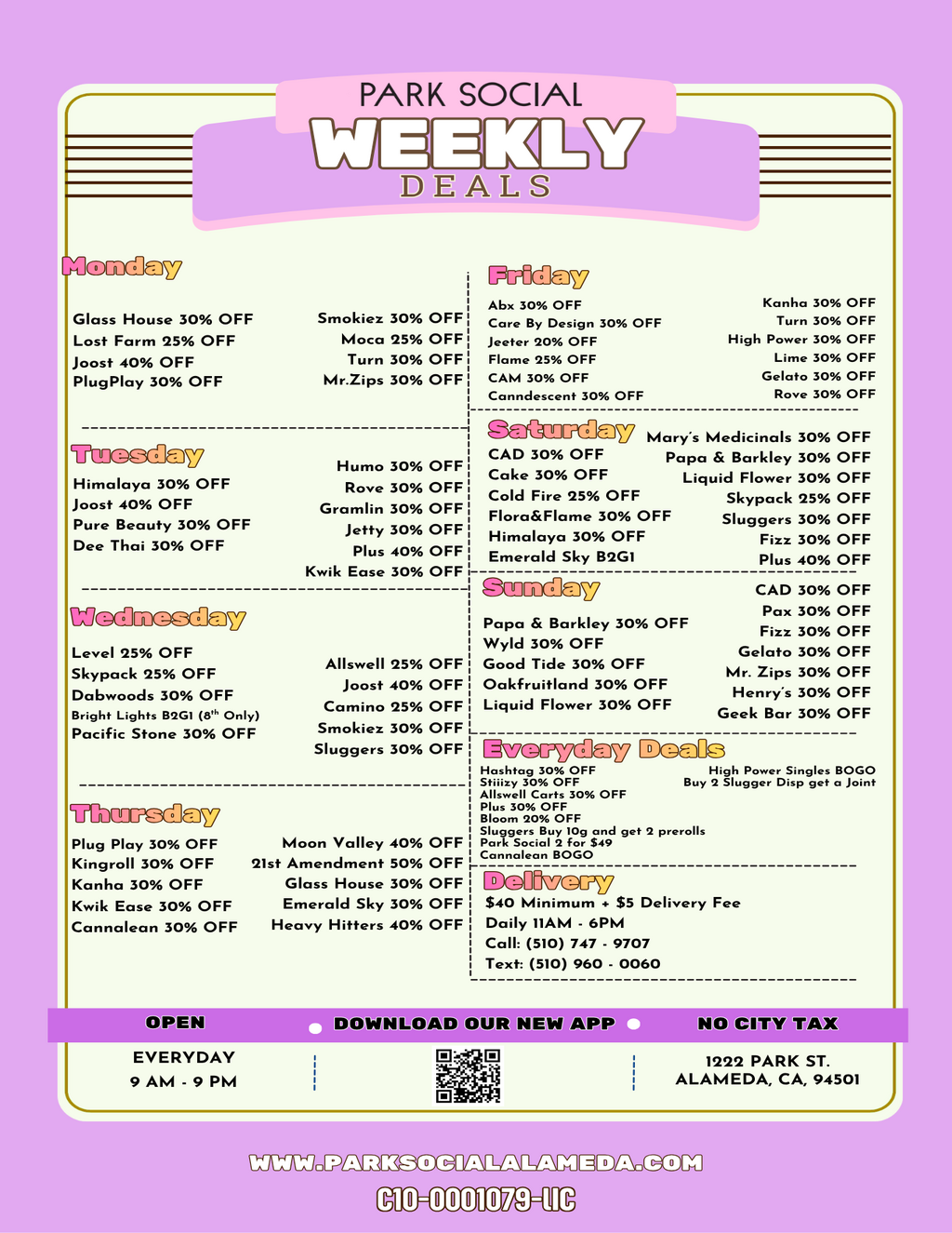 PARK SOCIAL WEEKLY DEALS