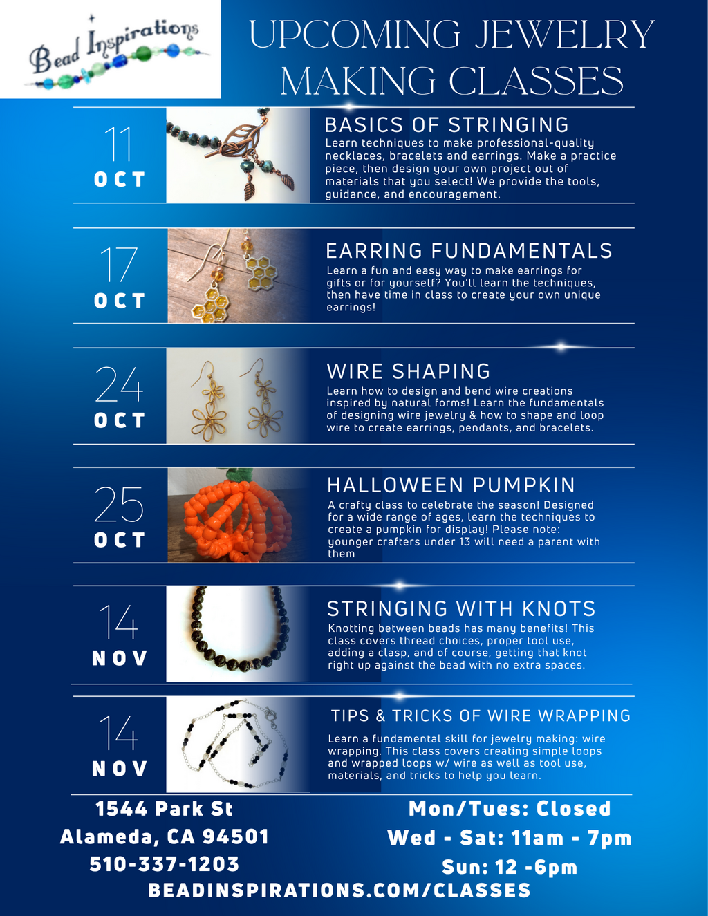 Bead Inspirations Upcoming Jewelry Making Classes