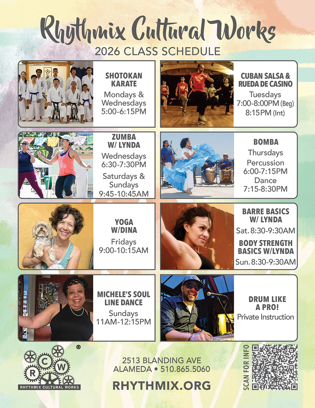 Rhythmix Cultural Works 2026 Class Schedule