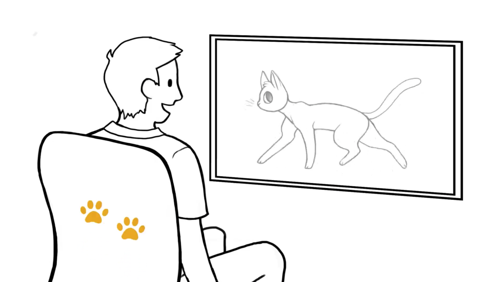 A feel effect associates cat's walking to the corresponding haptic animation on a user's back.