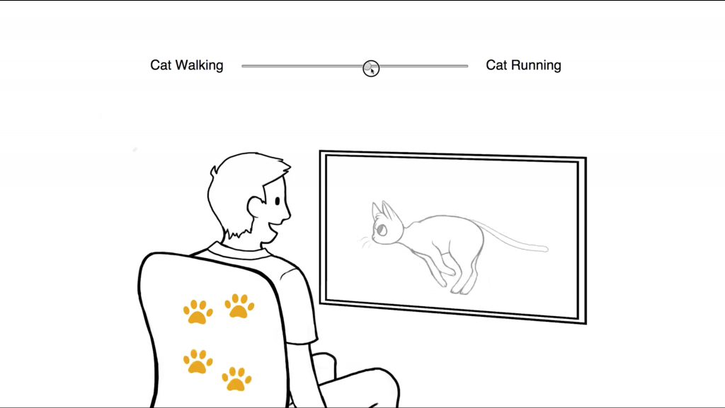 Parameter settings of feel effects are chosen for cat running in the media.