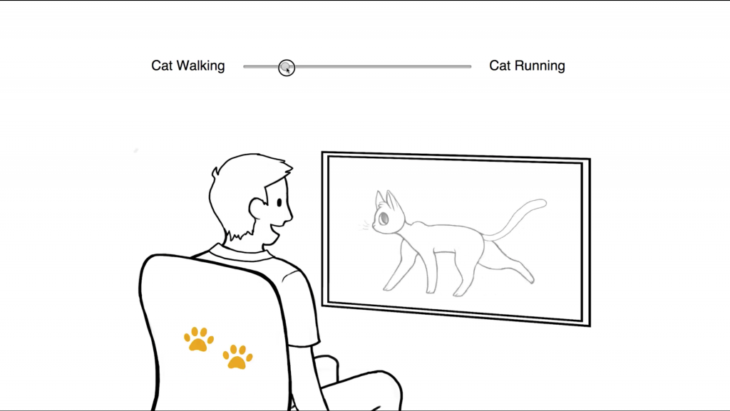 Parameter settings of feel effects are chosen for cat walking in the media.