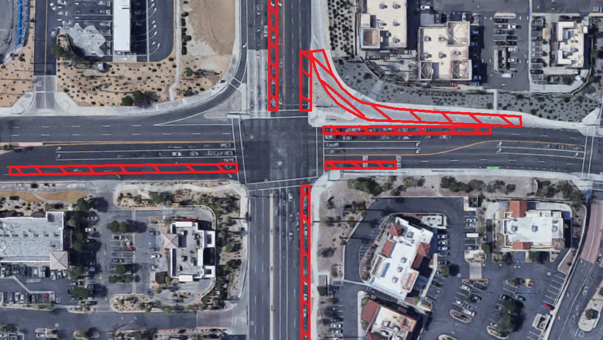 Map of the intersection of Monterey Avenue and Dinah Shore indicating where closures will be throughout this week.