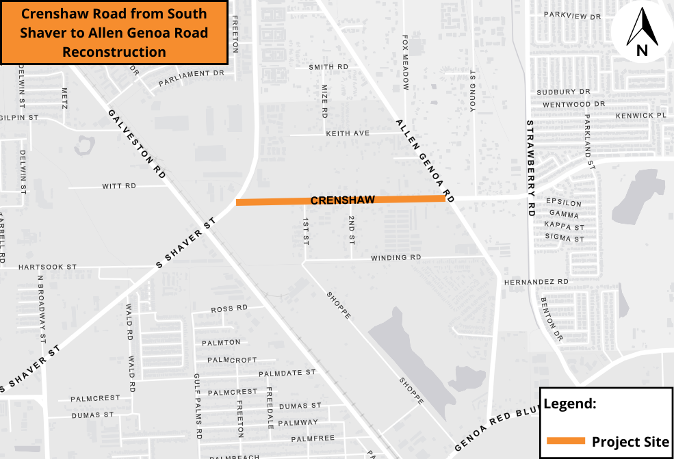 Crenshaw Road from South Shaver Street to Allen Genoa Road