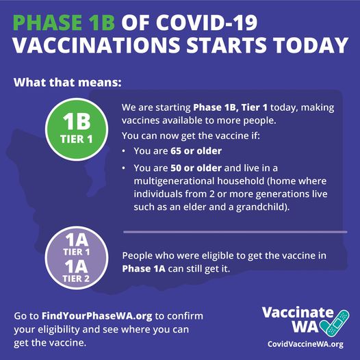 Covid 19 Vaccine Is Now Available To Phase 1b Tier 1 City Of Sammamish Covid 19 Information Resources Connect Sammamish