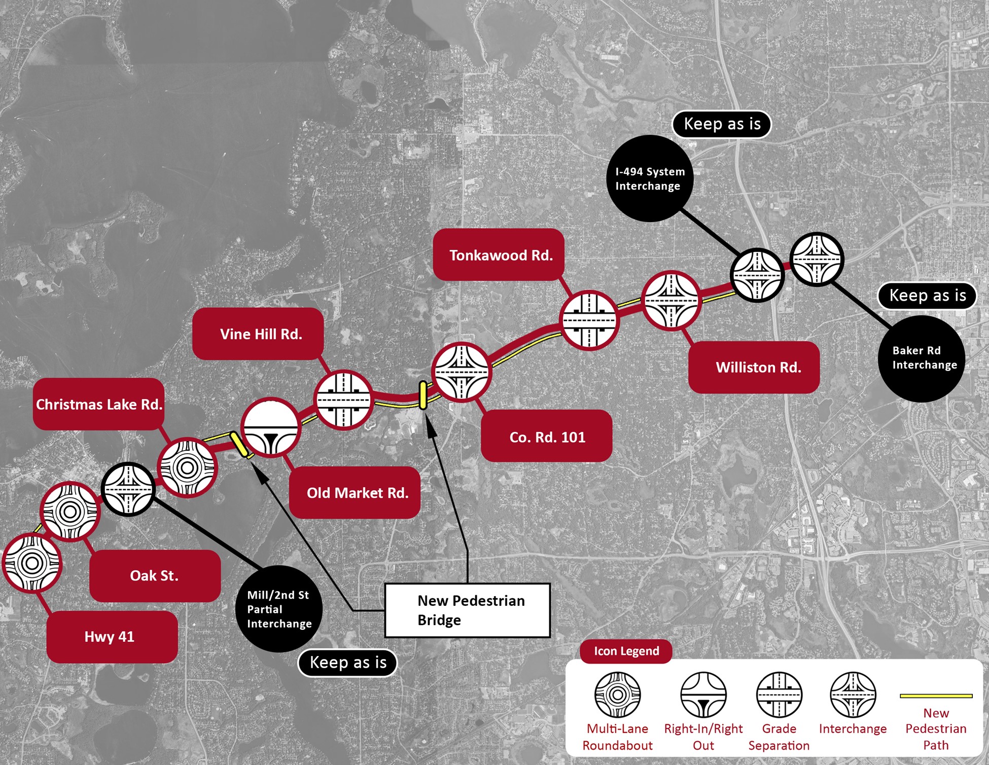 Map of Segment 2 proposed intersection improvements.