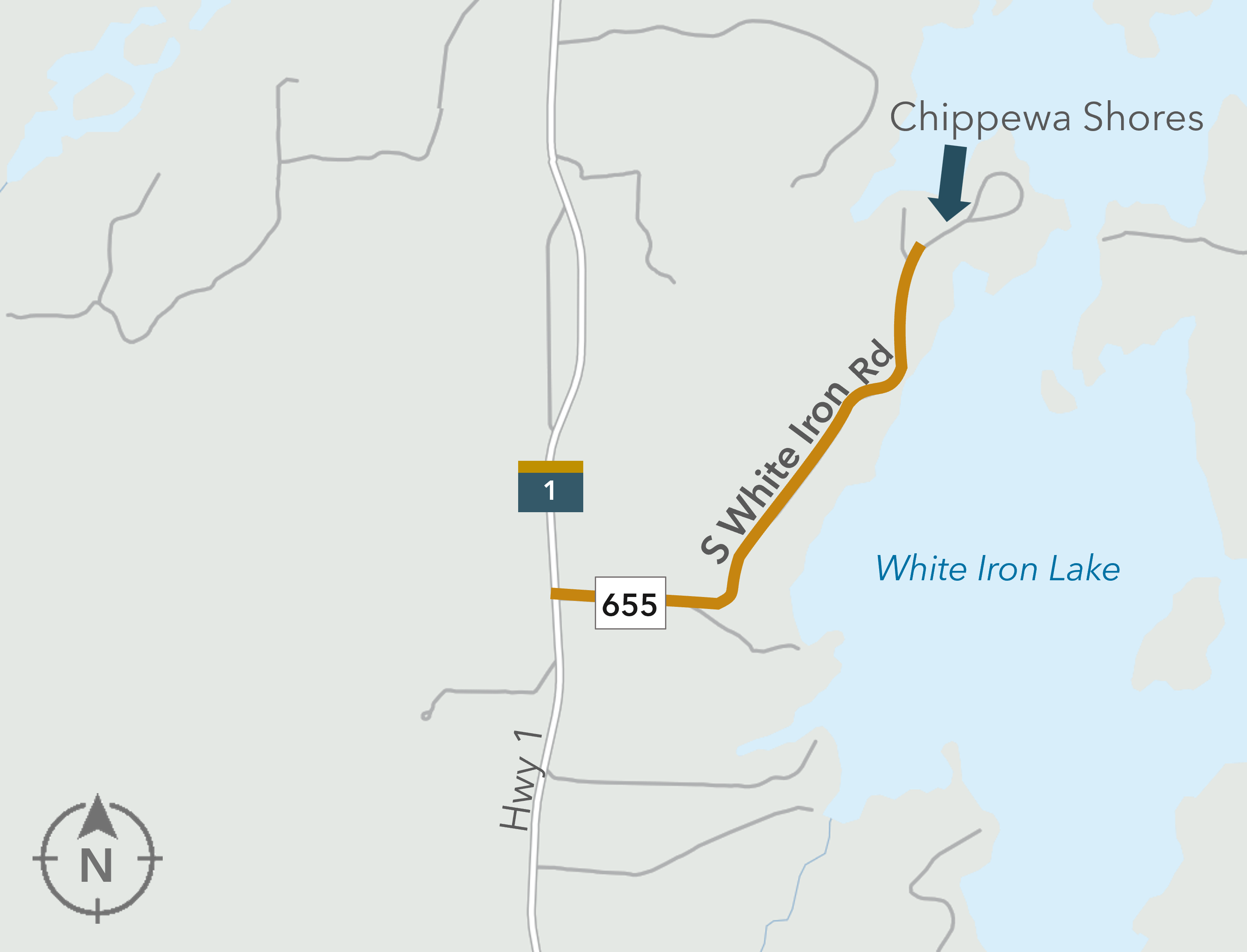 Map Centered around S White Iron Rd in St. Louis County, MN
