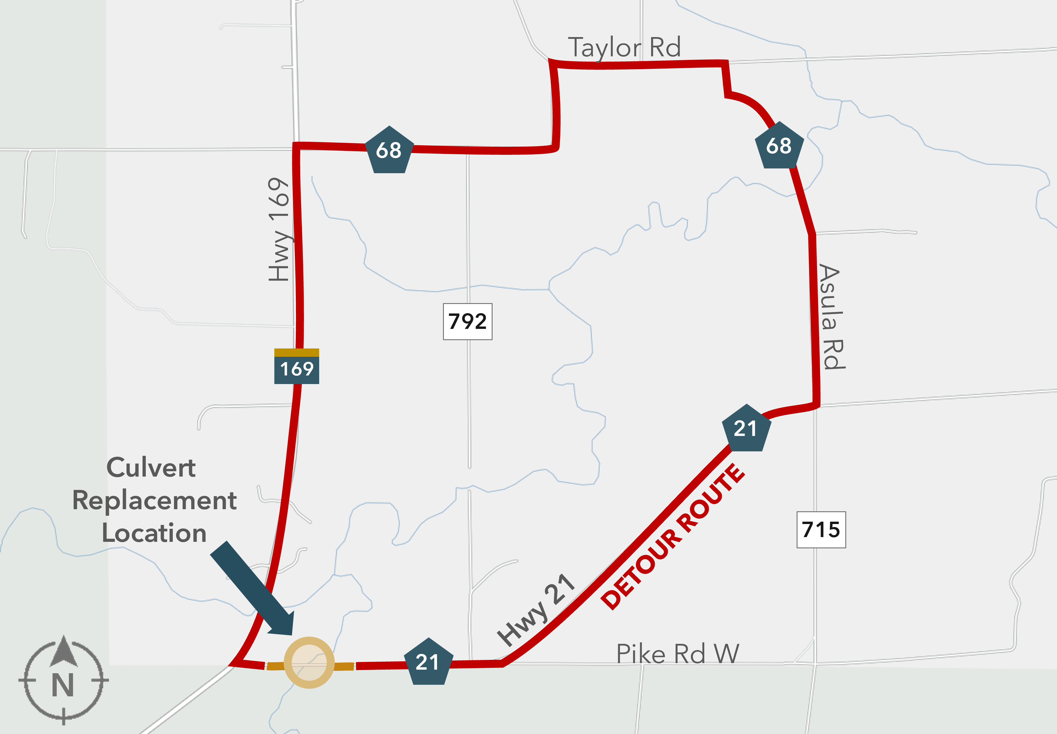 Map centered around 0.2 Mi E of TH-169 and 0.4 Mi W of UT 8201 (Pike Rd W)
