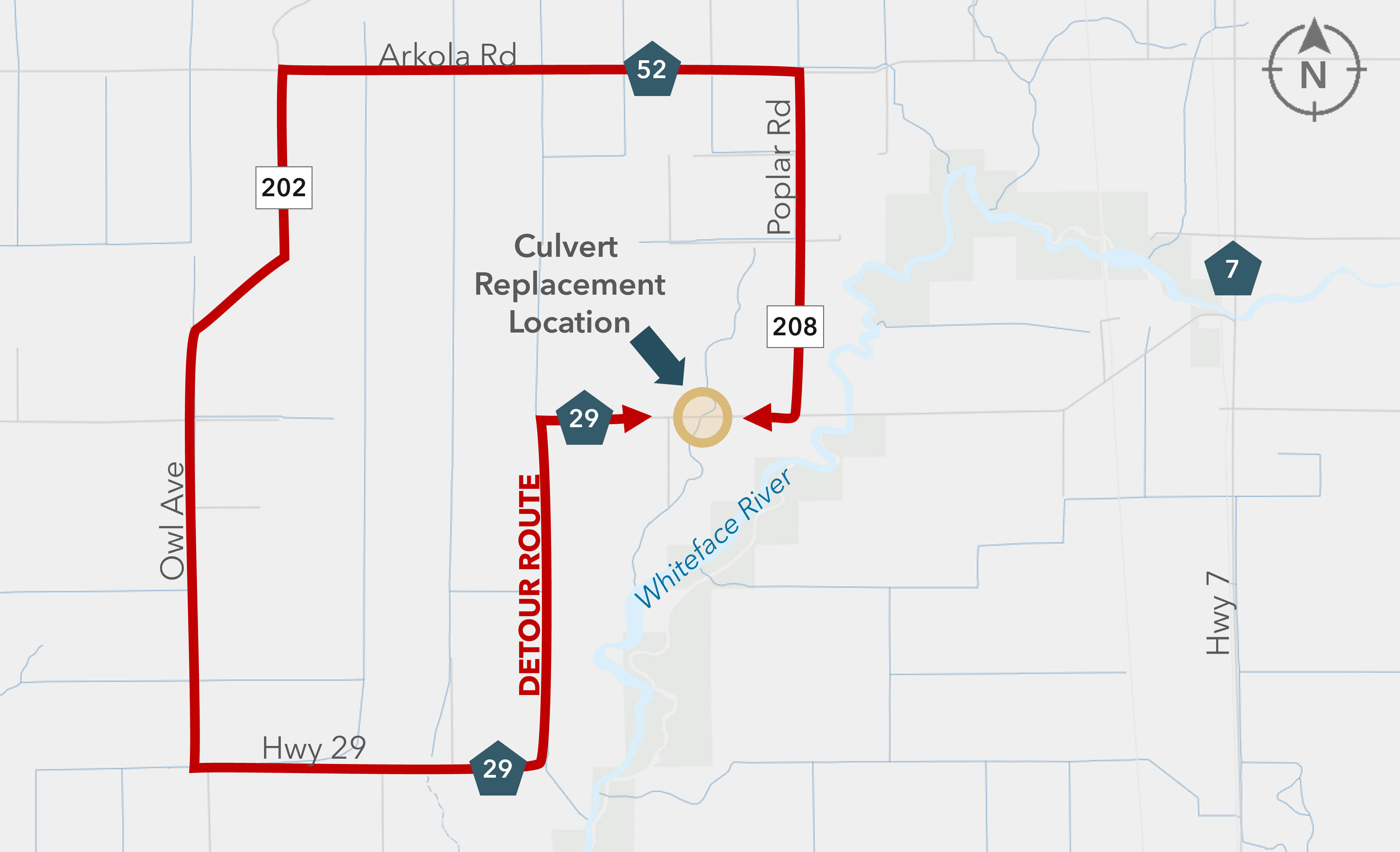 Map centered around 0.2 Mi E of TWP 5892 (Kelsey Fraser Rd) and 0.6 Mi W of CR 208 (Poplar Rd) in St. Louis County