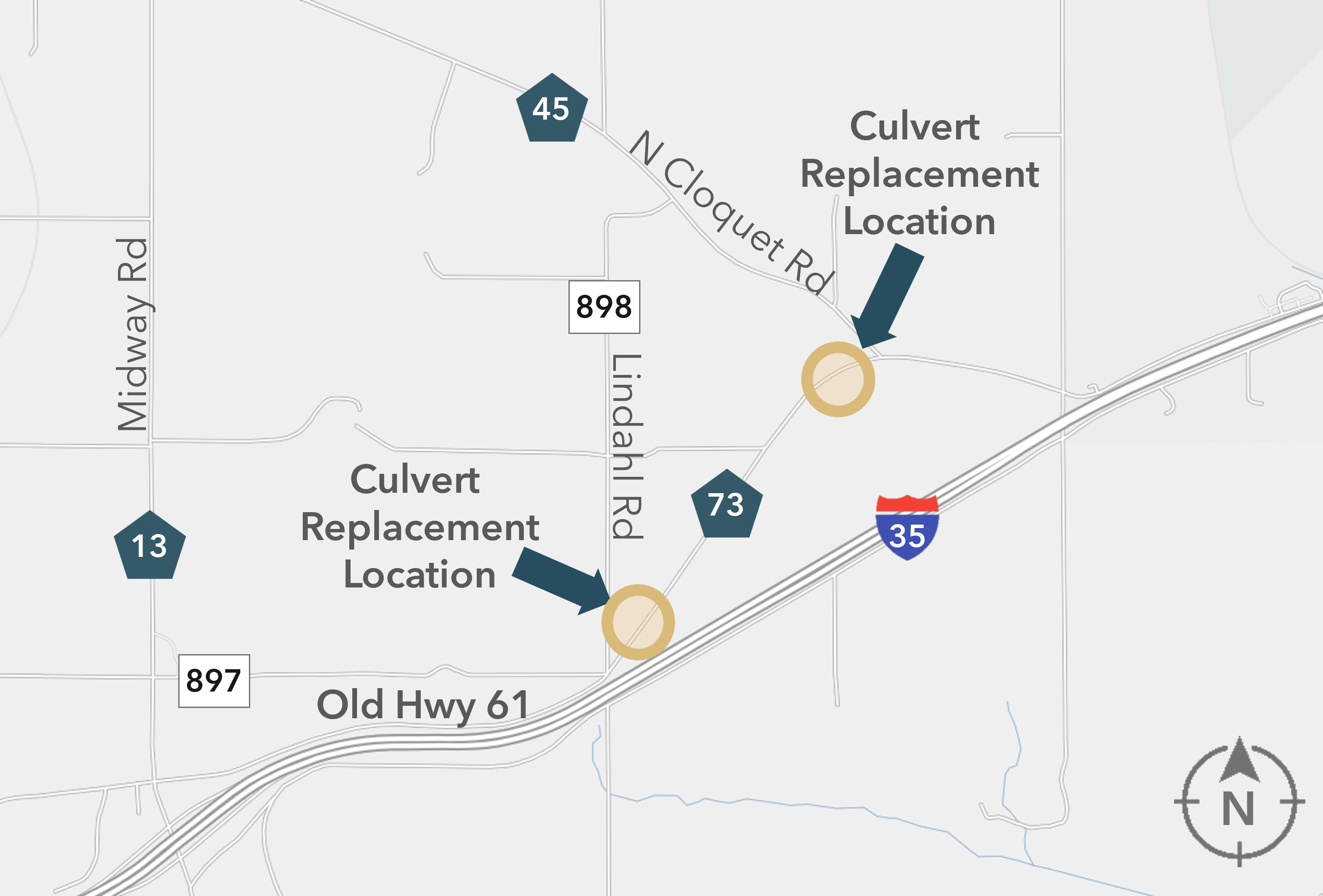 Map centered around CR 898 (Lindahl Rd) to CSAH 45 (N. Cloquet Rd)