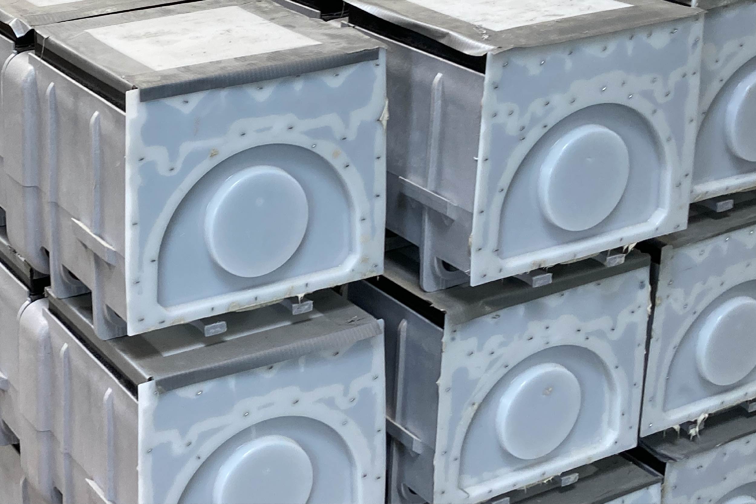 Cases hold the underdrain that will be installed in Filters 5 and 6