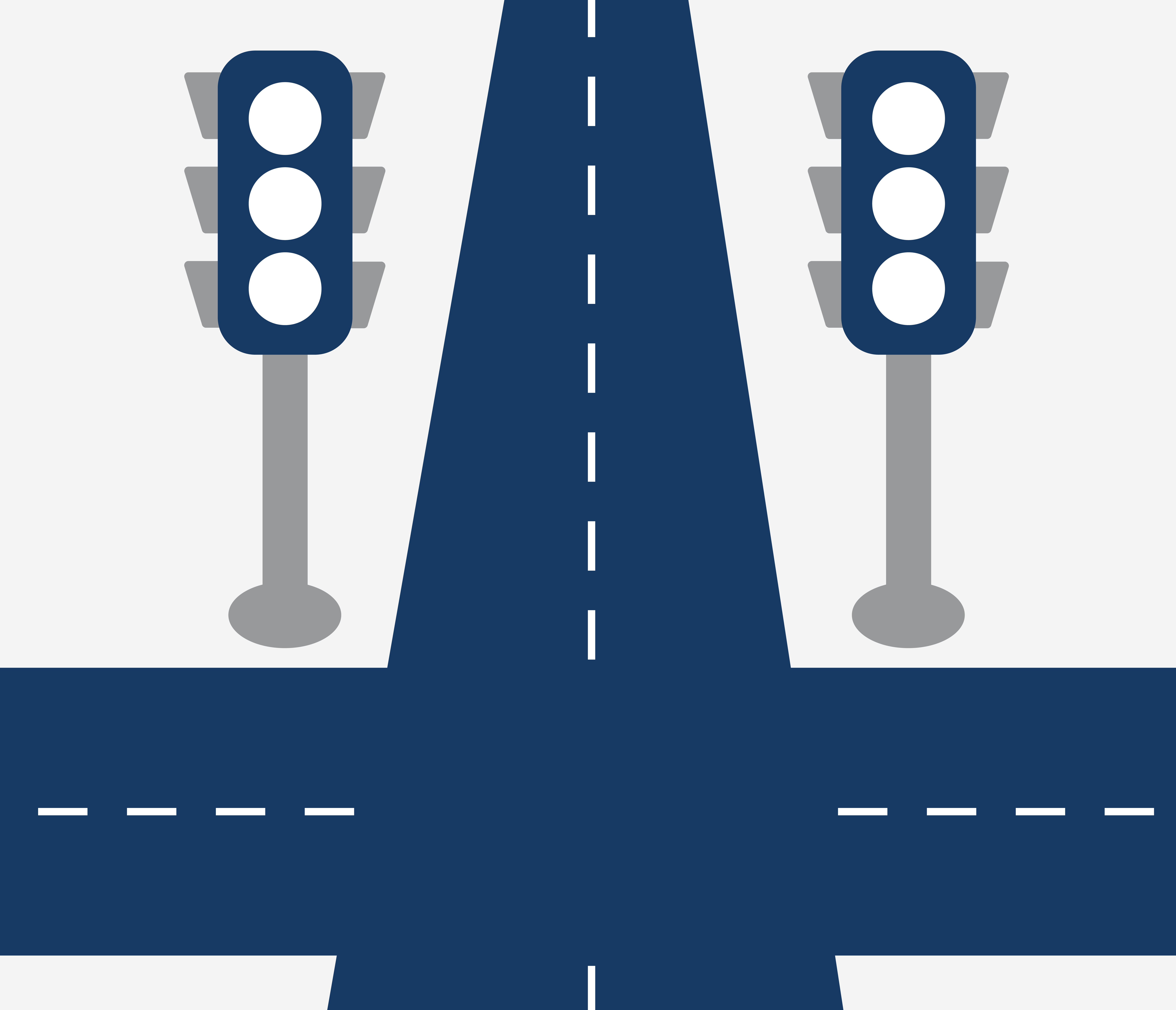 Icon graphic of a intersection with signals