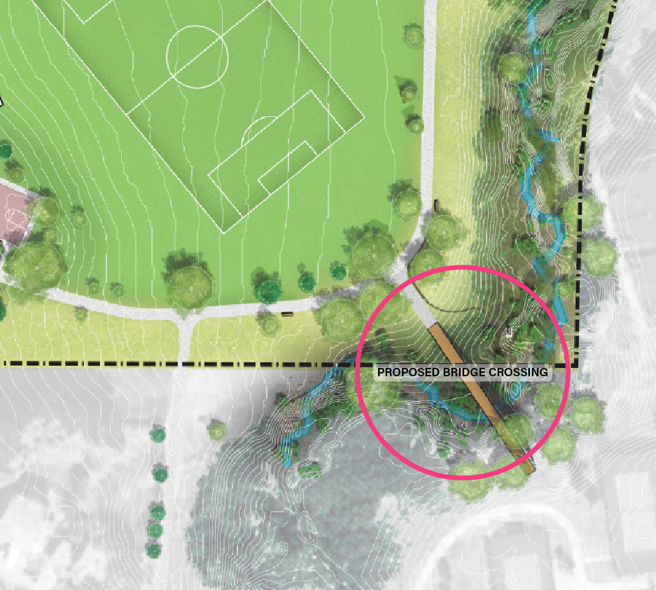 Proposed pedestrian bridge to improve Willow Creek Regional Trail alignment and connect directly to Cook Creek Park