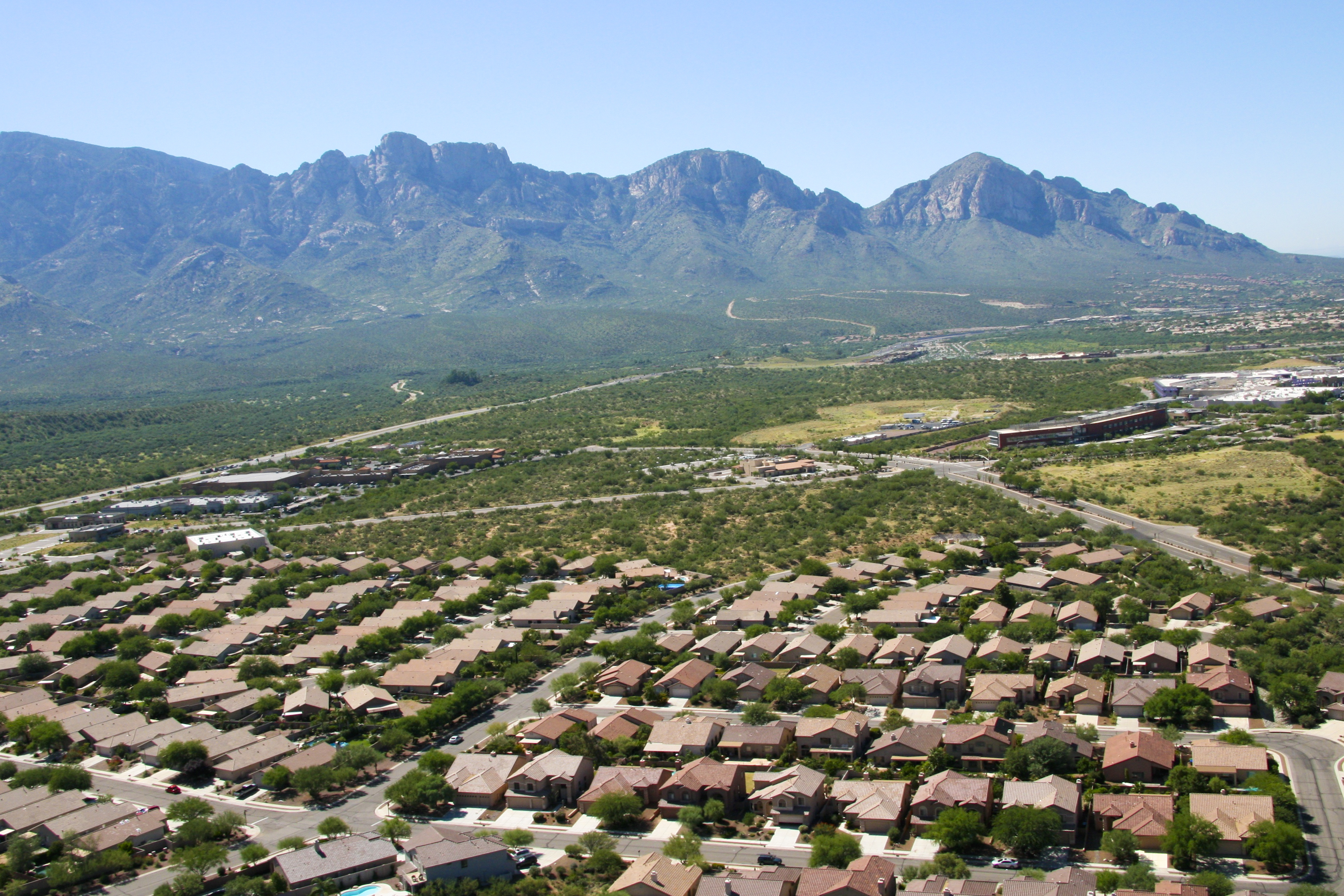 Aerial of Oro Valley and the mountains